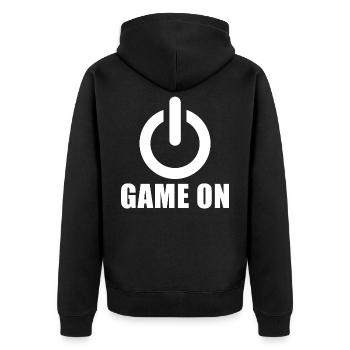 Gamers gamble gamers gamers Power ON video games - Unisex Premium Organic Zip Hoodie - black - Back - Nico (187cm)