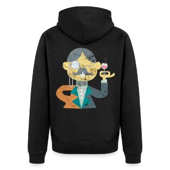 Art gentleman avec cadeau monocle et barbe - Veste à capuche bio Premium Unisexe - noir - Dos - Nico (187cm)