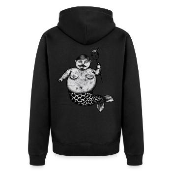 Sirène sexy en homme avec un cadeau barbe - Veste à capuche bio Premium Unisexe - noir - Dos - Nico (187cm)