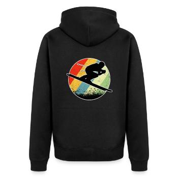 Skifahrer Ski Abfahrt Skifahren Geschenk - Unisex Premium Bio Zip Hoodie - Schwarz - Hinten - Nico (187cm)