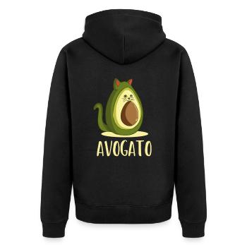 Cool funny vegan vegetarian Avocado cat present - Unisex Premium Bio Zip Hoodie - Schwarz - Hinten - Nico (187cm)