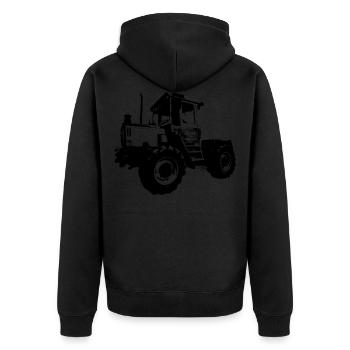 mb trac - Unisex Premium Bio Zip Hoodie - Schwarz - Hinten - Nico (187cm)