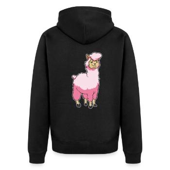 Sweet Alpaca T-Shirt Gift For Alpaca Lover - Unisex Premium Organic Zip Hoodie - black - Back - Nico (187cm)