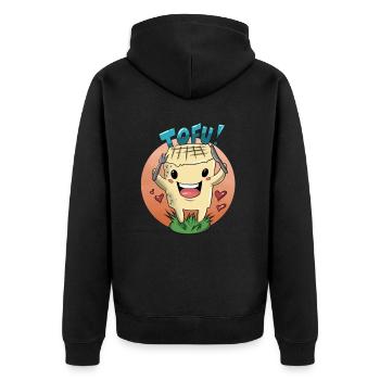 Vegan Tofu Gift for the Vegan Lifestyle - Unisex Premium Organic Zip Hoodie - black - Back - Nico (187cm)