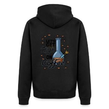 Lustiges Kaffee Shirt Geschenk - Unisex Premium Bio Zip Hoodie - Schwarz - Hinten - Nico (187cm)