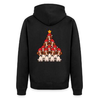 Cute Jack Russel Terrier Christmas Tree Shirt - Unisex Premium Bio Zip Hoodie - Schwarz - Hinten - Nico (187cm)
