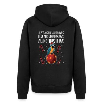 Macaw Christmas Bird Christmas Girl cadeau de Noël - Veste à capuche bio Premium Unisexe - noir - Dos - Nico (187cm)