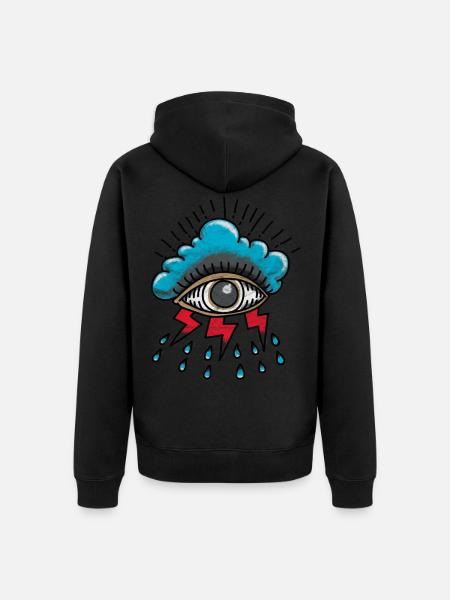 All-seeing eye rain cloud lightning tattoo gift - Unisex Premium Organic Zip Hoodie - black