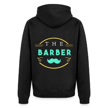 Barber - Unisex Premium Bio Zip Hoodie - Schwarz - Hinten - Nico (187cm)