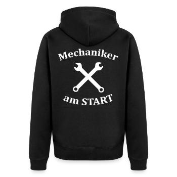 Mechaniker Werkstatt Automechaniker Auto Spruch - Unisex Premium Bio Zip Hoodie - Schwarz - Hinten - Nico (187cm)