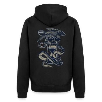 Hourglass, eagle, snake - Unisex Premium Organic Zip Hoodie - black - Back - Nico (187cm)