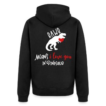 rawr means i love you in dinosaur Valentinstag Ges - Unisex Premium Bio Zip Hoodie - Schwarz - Hinten - Nico (187cm)