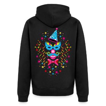 14 Karneval Clown Kostüm - Unisex Premium Bio Zip Hoodie - Schwarz - Hinten - Nico (187cm)