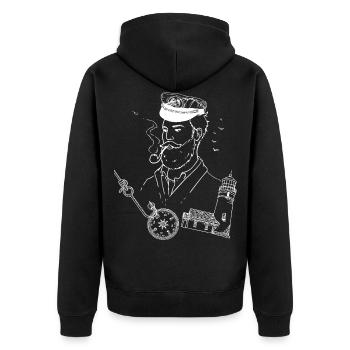 ship's captain - Unisex Premium Organic Zip Hoodie - black - Back - Nico (187cm)