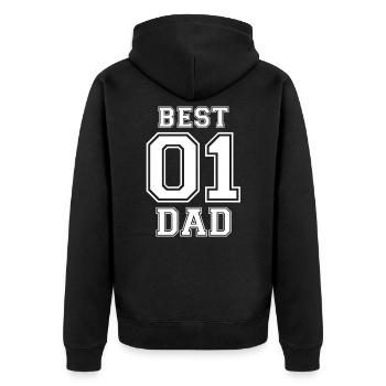 Best Dad 01 - Unisex Premium Bio Zip Hoodie - Schwarz - Hinten - Nico (187cm)