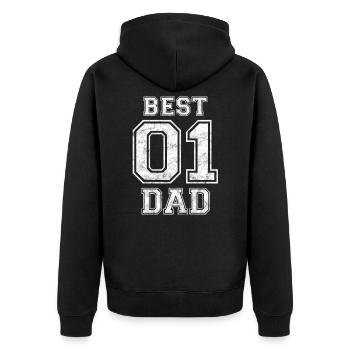 Paternity Father Papa - Unisex Premium Organic Zip Hoodie - black - Back - Nico (187cm)