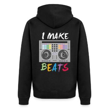 I make beats - DJ Musik Elektro Mischpult Mix - Unisex Premium Bio Zip Hoodie - Schwarz - Hinten - Nico (187cm)