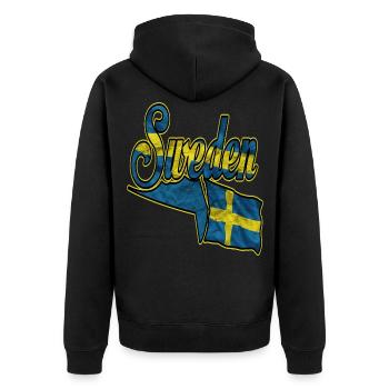 sweden - Unisex Premium Organic Zip Hoodie - black - Back - Nico (187cm)