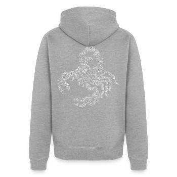 Scorpion - Unisex Premium Bio Zip Hoodie - Grau meliert - Hinten - Nico (187cm)
