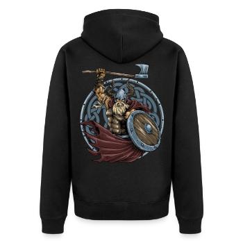 Barbe de hache guerrière viking - Veste à capuche bio Premium Unisexe - noir - Dos - Nico (187cm)