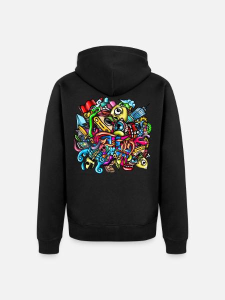 Doodle - Unisex Premium Organic Zip Hoodie - black
