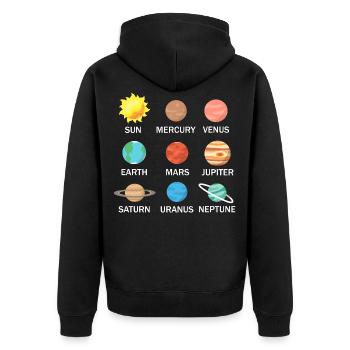 Solar system planets outer space science - Unisex Premium Organic Zip Hoodie - black - Back - Nico (187cm)