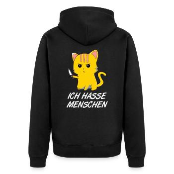 Sweet cat - I hate people - Unisex Premium Organic Zip Hoodie - black - Back - Nico (187cm)