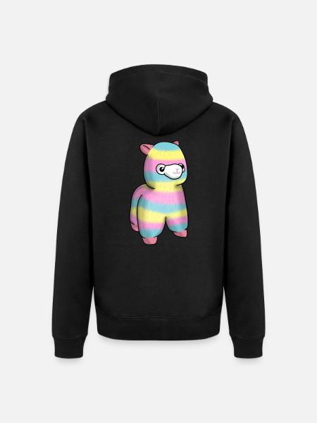 Rainbow alpaca llama cuddly toy llama - Unisex Premium Organic Zip Hoodie - black