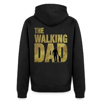 The Walking Dad stolzer Vater Papa Daddy Lustig - Unisex Premium Bio Zip Hoodie - Schwarz - Hinten - Nico (187cm)