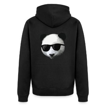Panda Pandabär Tier cool Sonnenbrille - Unisex Premium Bio Zip Hoodie - Schwarz - Hinten - Nico (187cm)