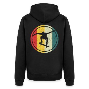 Skateboard Skater Skaten Sport Silhouette - Unisex Premium Bio Zip Hoodie - Schwarz - Hinten - Nico (187cm)