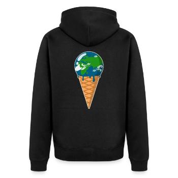 Erde Eis Wissenschaft Klimaschutz Klimawandel - Unisex Premium Bio Zip Hoodie - Schwarz - Hinten - Nico (187cm)