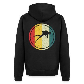 Tauchen Taucher Meer Diver Tauchsport Silhouette - Unisex Premium Bio Zip Hoodie - Schwarz - Hinten - Nico (187cm)
