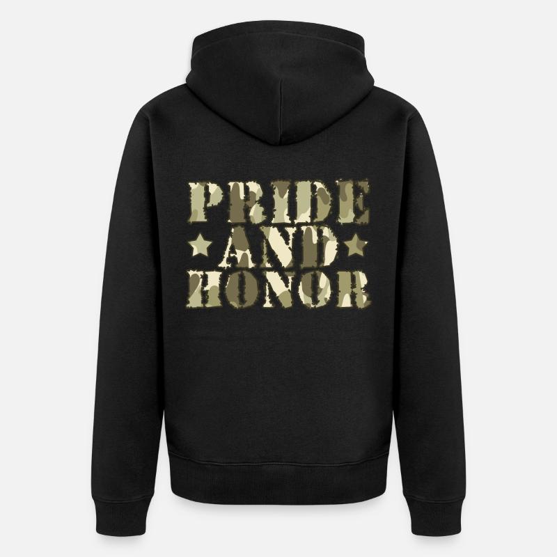 FIERTÉ ET HONNEUR armée militaire - Veste à capuche bio Premium Unisexe - noir