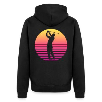 Golf Golfer Golfen Retro 80er - Unisex Premium Bio Zip Hoodie - Schwarz - Hinten - Nico (187cm)
