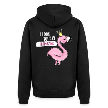 Flamingo Flamazing cool funny humor - Unisex Premium Organic Zip Hoodie - black - Back - Nico (187cm)