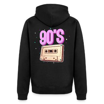 90er Jahre Kassette - Unisex Premium Bio Zip Hoodie - Schwarz - Hinten - Nico (187cm)