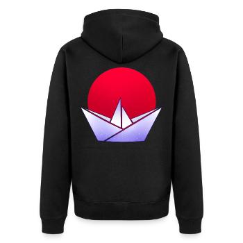 japanisch Origami - Unisex Premium Bio Zip Hoodie - Schwarz - Hinten - Nico (187cm)