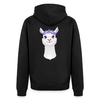 Llama alpaca animal - Unisex Premium Organic Zip Hoodie - black - Back - Nico (187cm)
