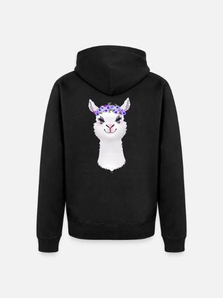 Llama alpaca animal - Unisex Premium Organic Zip Hoodie - black