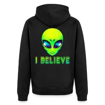 Alien Ausserirdische - Unisex Premium Bio Zip Hoodie - Schwarz - Hinten - Nico (187cm)