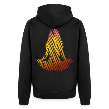 Lotus Tiger Yoga - Unisex Premium Bio Zip Hoodie - Schwarz - Hinten - Nico (187cm)