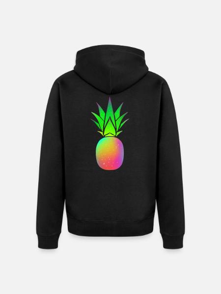 Pineapple rainbow eat fruit - Unisex Premium Organic Zip Hoodie - black