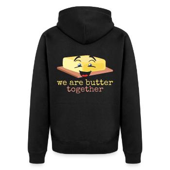 Butter funny saying - Unisex Premium Organic Zip Hoodie - black - Back - Nico (187cm)