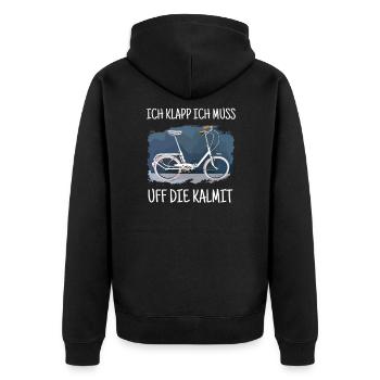 Klapprad Kalmit T-Shirt das Geschenk 20 Zoll Fans - Unisex Premium Bio Zip Hoodie - Schwarz - Hinten - Nico (187cm)
