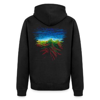 Der Berg - Unisex Premium Bio Zip Hoodie - Schwarz - Hinten - Nico (187cm)