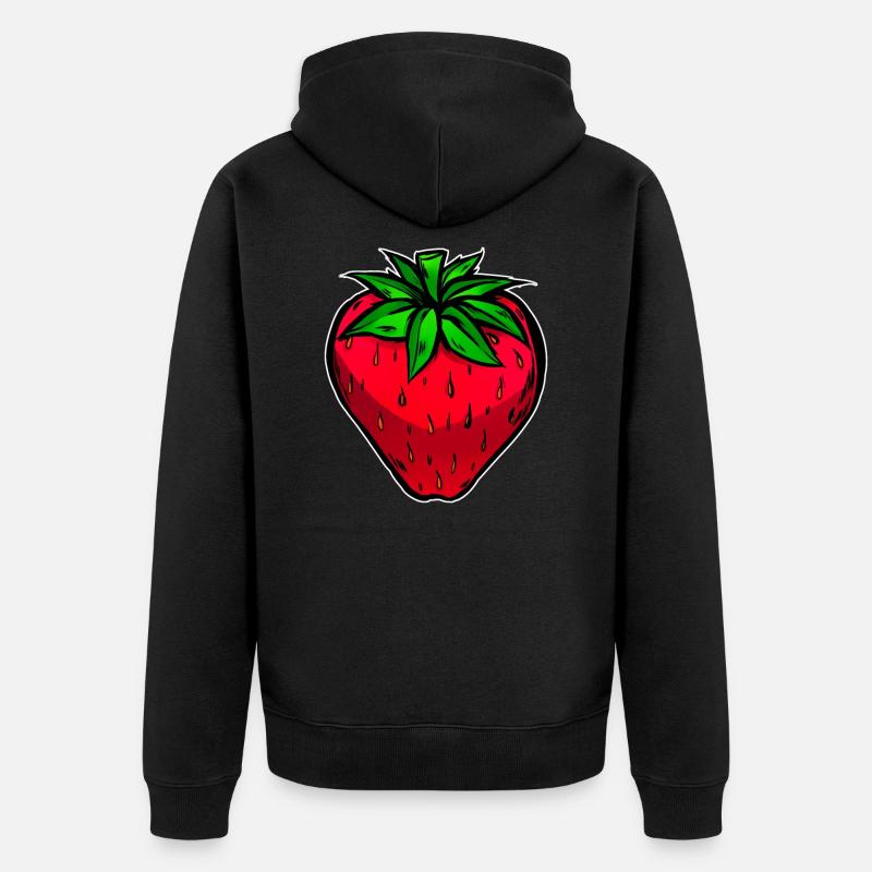 Fraise fruit fruit délicieux - Veste à capuche bio Premium Unisexe - noir