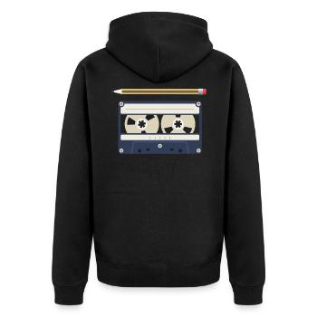 90er 80er Kassette Musik Retro Stift Bleistift - Unisex Premium Bio Zip Hoodie - Schwarz - Hinten - Nico (187cm)