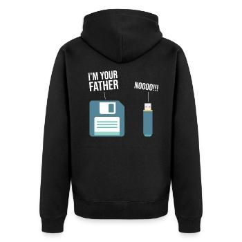 Lustig 90er Floppy Disk Computer USB - Unisex Premium Bio Zip Hoodie - Schwarz - Hinten - Nico (187cm)