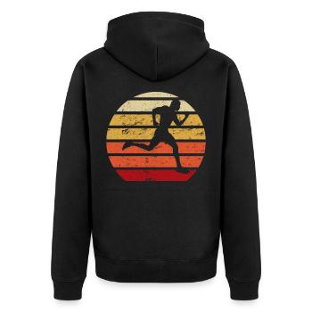 Jogging Course Fitness Athlétisme Rétro - Veste à capuche bio Premium Unisexe - noir - Dos - Nico (187cm)